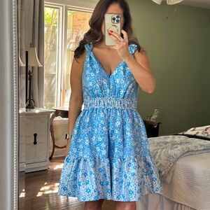 Lilly Pulitzer Sky Blue and White Floral Mini Dress